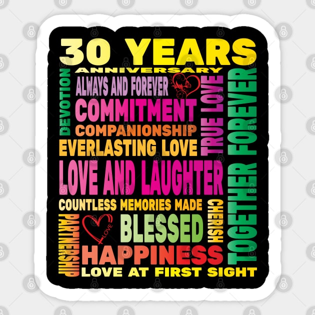 30 Years Anniversary of Love Happy Marriage Couple Lovers Sticker by Envision Styles